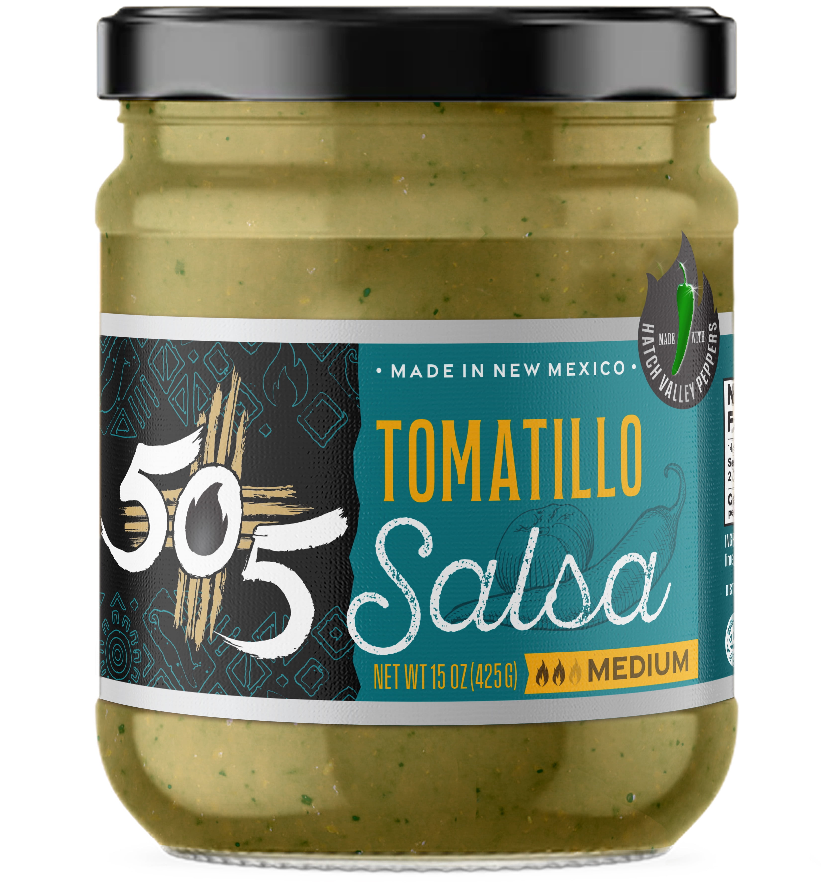 505 Southwestern Tomatillo Salsa, Medium, 15oz Glass Jar, Shelf-Stable