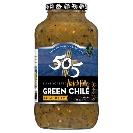 505 Southwestern Flame Roasted Hatch Valley Green Chile, Medium, 40 oz Glass Jar