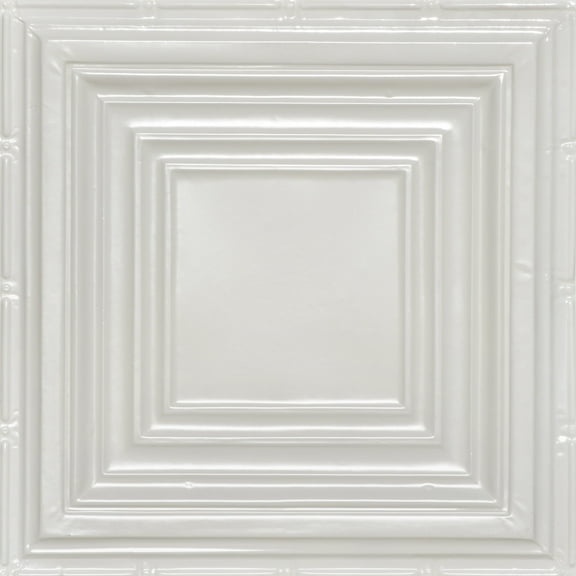505 - Tin Plated Nail-Up Ceiling Tile 12 in x 12 in Sample in Eggshell White- 1 Piece