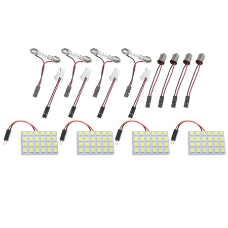 5050 24SMD DC12V LED Panel Car RV Interior Dome Light with BA9S T10 Festoon Adapters White (Set of 4)