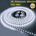 thumbnail image 1 of 5050 White SMD 16.4ft 60LEDs/m 300 LED Tape Lights IP65 Silicone Coating Waterproof White PCB DC12V for Bedroom Kitchen Decoration, 1 of 5
