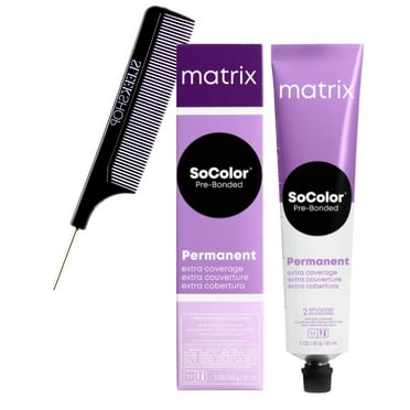 505R - Med Brown Red Extra Coverage , Matrix SoColor Pre-Bonded EXTRA COVERAGE Permanent Hair Color, So Color Grey Coverage Haircolor Dye - Pack of 1 w/ Sleek Pin Comb