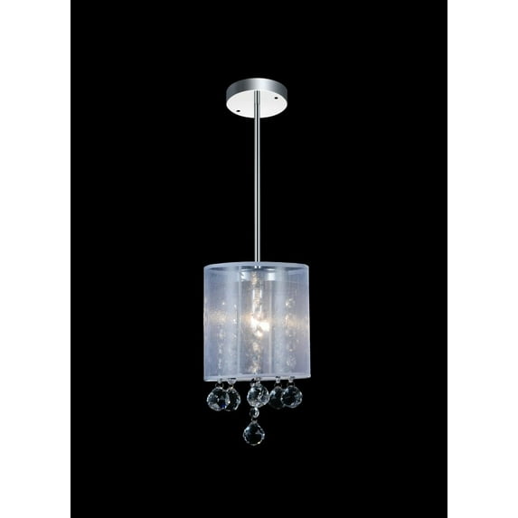 1 Light Drum Shade Mini Pendant with Chrome finish