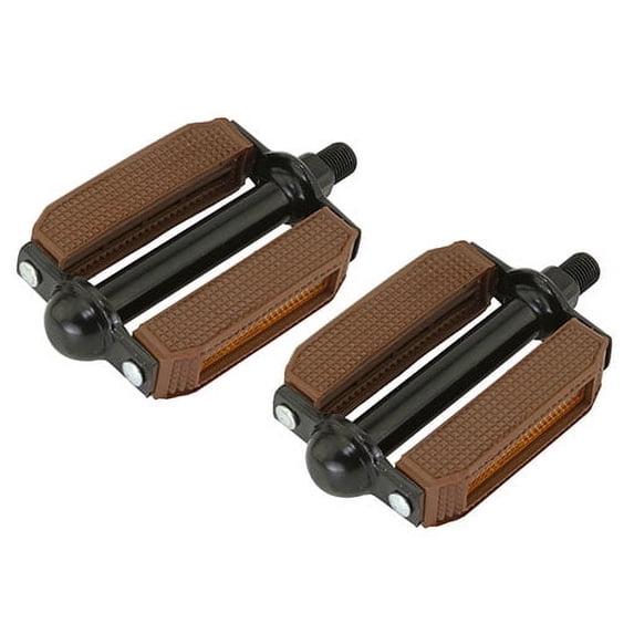 507 Block PVC Bike Pedals 1/2" Brown and Black. Works on 1 piece cranks. Sold as a pair. Bike part for Cruiser, BMX, Lowrider, Trike, bicycle Parts