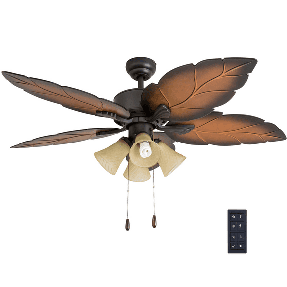 50740-35 Atlantic Winds Tropical 52-Inch Tropical Bronze Indoor Ceiling Fan, Multi-Arm Lighting with Mocha Blades and 3 speed remote