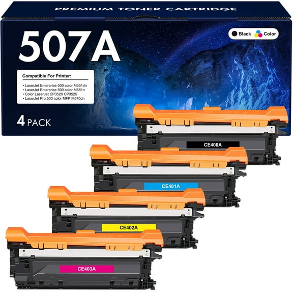 507A Toner Cartridges Compatible for HP 507A 507X CE400A CE401A CE402A CE403a CE400X Enterprise M551 M551n M551dn M551xh M570dn M570dw M575f 575c Printer Ink (BK/C/M/Y, 4-Pack)