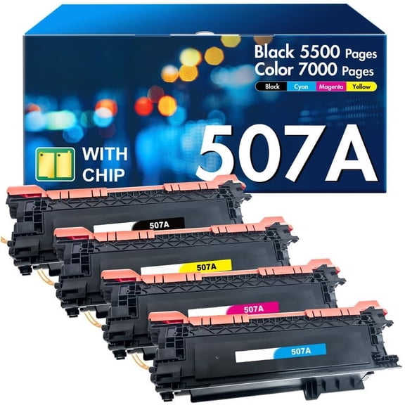 507A Toner Cartridges for HP 507A for HP 507X 4-Pack (B/C/M/Y) | Compatible for HP 507A CE400A CE401A CE402A CE403A for Enterprise M551 M551n M551dn M551xh M570dn (Black Cyan Yellow Magenta)