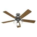 Hunter Fan Company 50894, 52-inch Swanson Matte Silver LED Ceiling Fan, Pull Chain, Bedroom Ceiling Fans with Lights