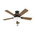 thumbnail image 1 of Hunter 44 inch Indoor Ceiling Fan with LED Light - Bronze Ceiling Fan with Pull Chain, For Bedroom, Living Room, or Kitchen, Standard Mount, No Remote, 5 Blades - Swanson 50896, New Bronze, 1 of 14