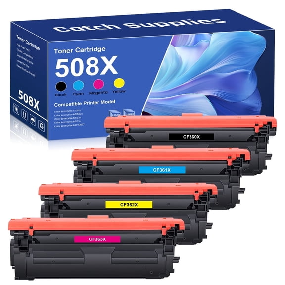 508X CF360X 4-Pack Toner Cartridge Compatible for HP CF360X 508X 508A Color LaserJet Enterprise 552dn M553dn M553n M553x MFP M577 Printer (Black,Cyan,Magenta,Yellow)