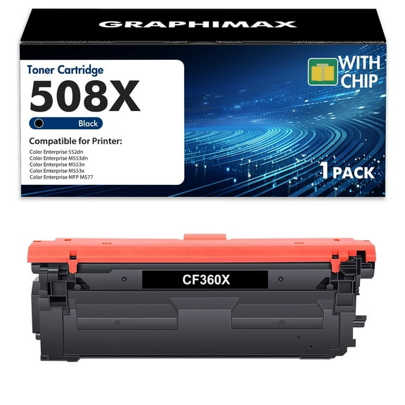 508X CF360X Black Toner Cartridge Compatible for HP CF360X 508X 508A Color LaserJet Enterprise 552dn M553dn M553n M553x MFP M577 Printer 1 PACK