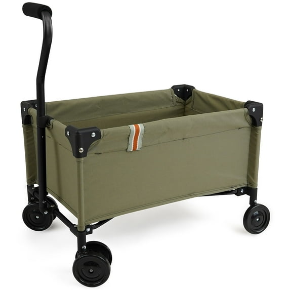 509 Crew: Little Wagon - Khaki - Folding Pull-Along Cart, Adjustable Handle, Canvas-Metal Frame, Transport Toys-Dolls-Stuffed Animals, Kids 3+