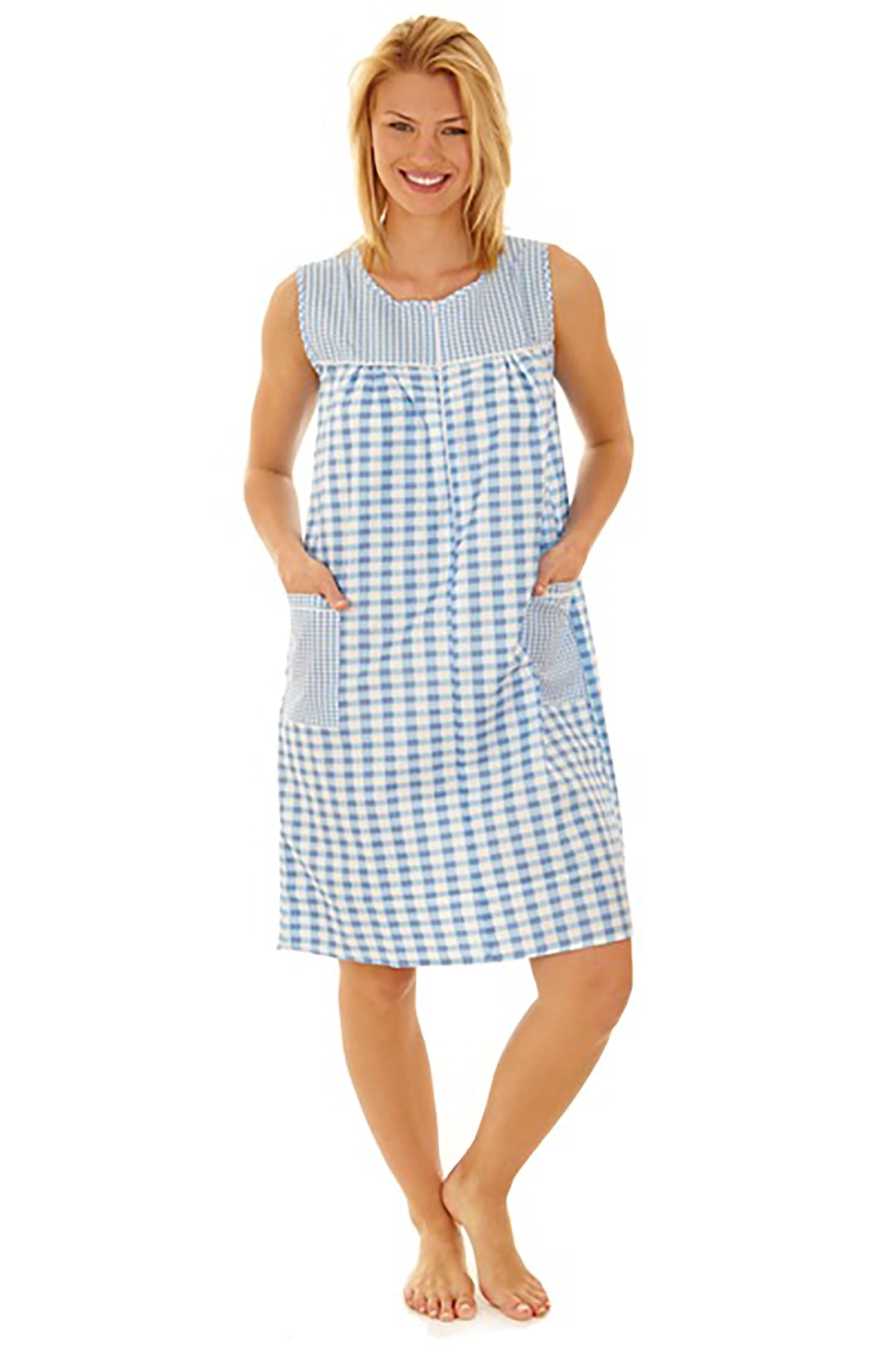 509 Women's Zipper Front House Dress Duster Sleeveless Housecoat