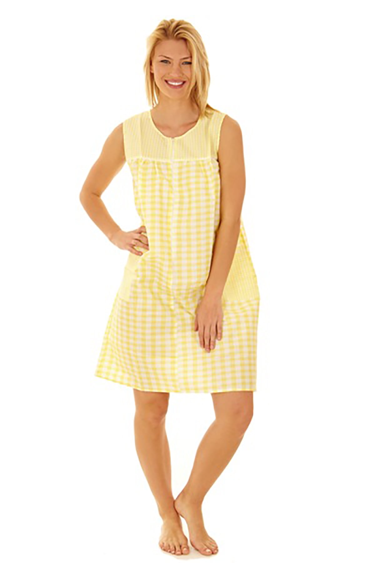 509 Women's Zipper Front House Dress Duster Sleeveless Housecoat