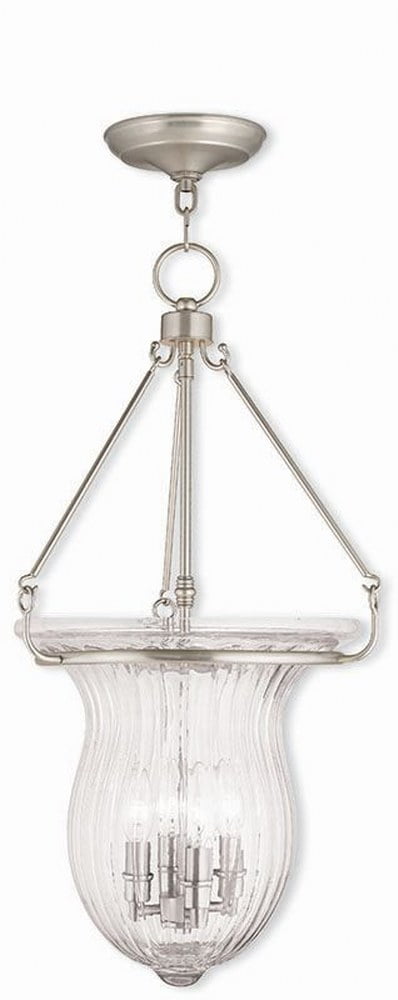 Canterbury Bell Jar Lantern Pendant Light in Brushed Nickel