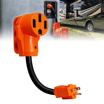50A to 15A RV Power Adapter Cord Plug [NEMA 14-50R Female to 5-15P Male] [Dogbone Style] [EZ Grip] [Max 1875W @125V] [ETL Approved] [LED Indicator] [10/3 STW Cord w/ Copper Wires] for Trailer Camper
