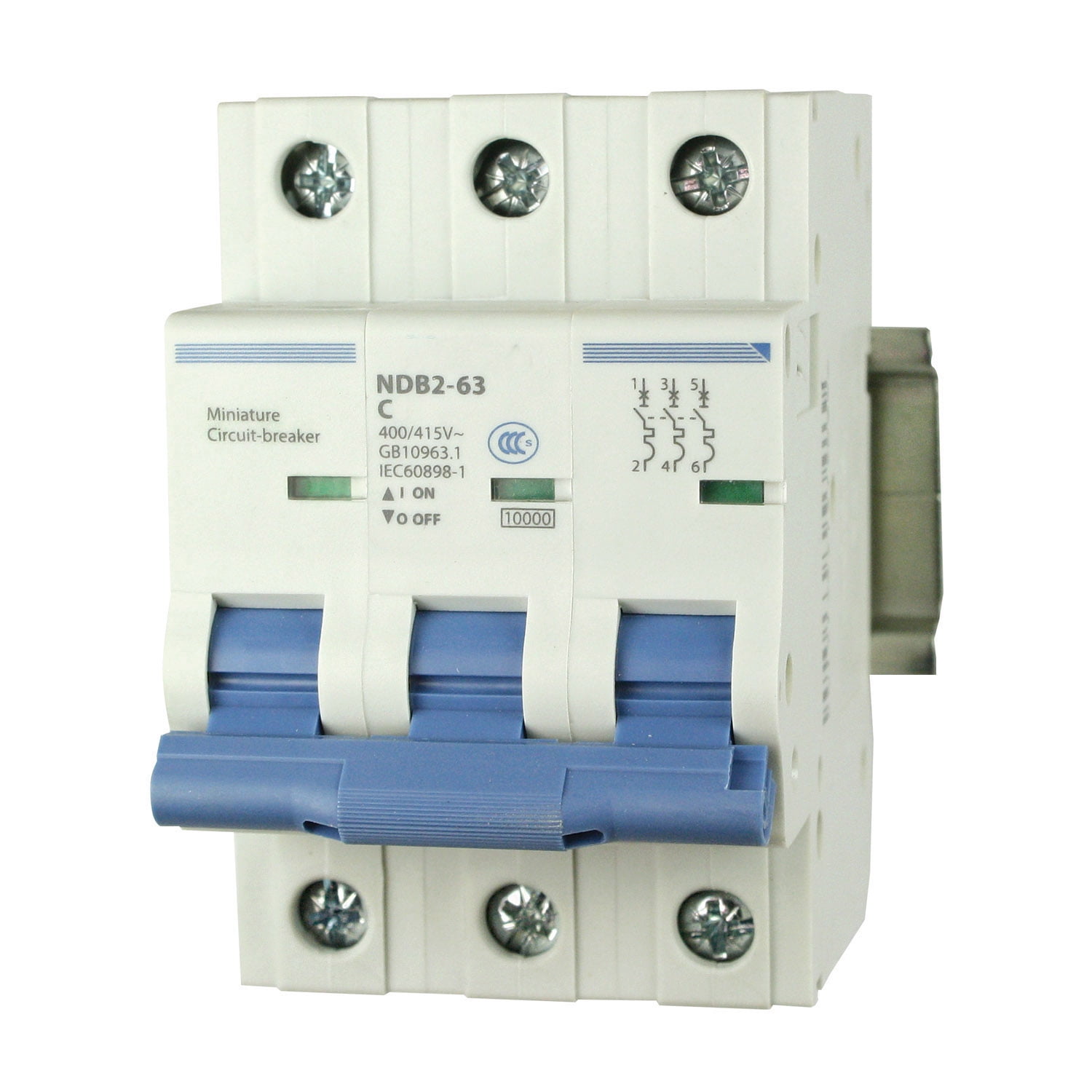 50A, 480V AC, , 3 Pole, DIN Rail Mount Miniature Circuit Breaker, Trip Curve: C, UL1077