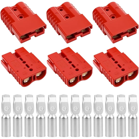 50A-600V Battery Quick Connect/Disconnect with 7/8/10/12 AWG, 2 PCS Jumper Cable Plug Connector, Compatible with Anderson Connector for Rescue Winch, Motor Recovery, Winch Trailer, Traction System