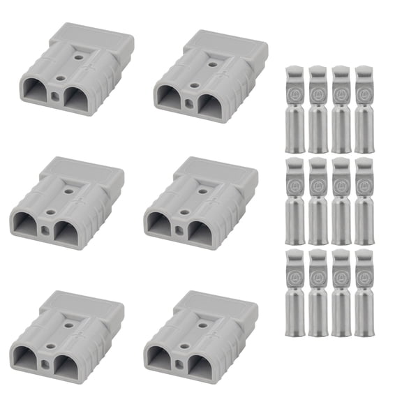 50A-600V Battery Quick Connect/Disconnect with 7/8/10/12 AWG, 6PCS Jumper Cable Plug Connector, Compatible with Anderson Connector for Rescue Winch, Motor Recovery