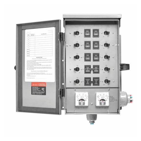 50A Generator Transfer Switch - 12500W Manual Transfer Switch Kit NEMA 3R - 120/240V 10 Circuit Power Switch for Emergency Backup