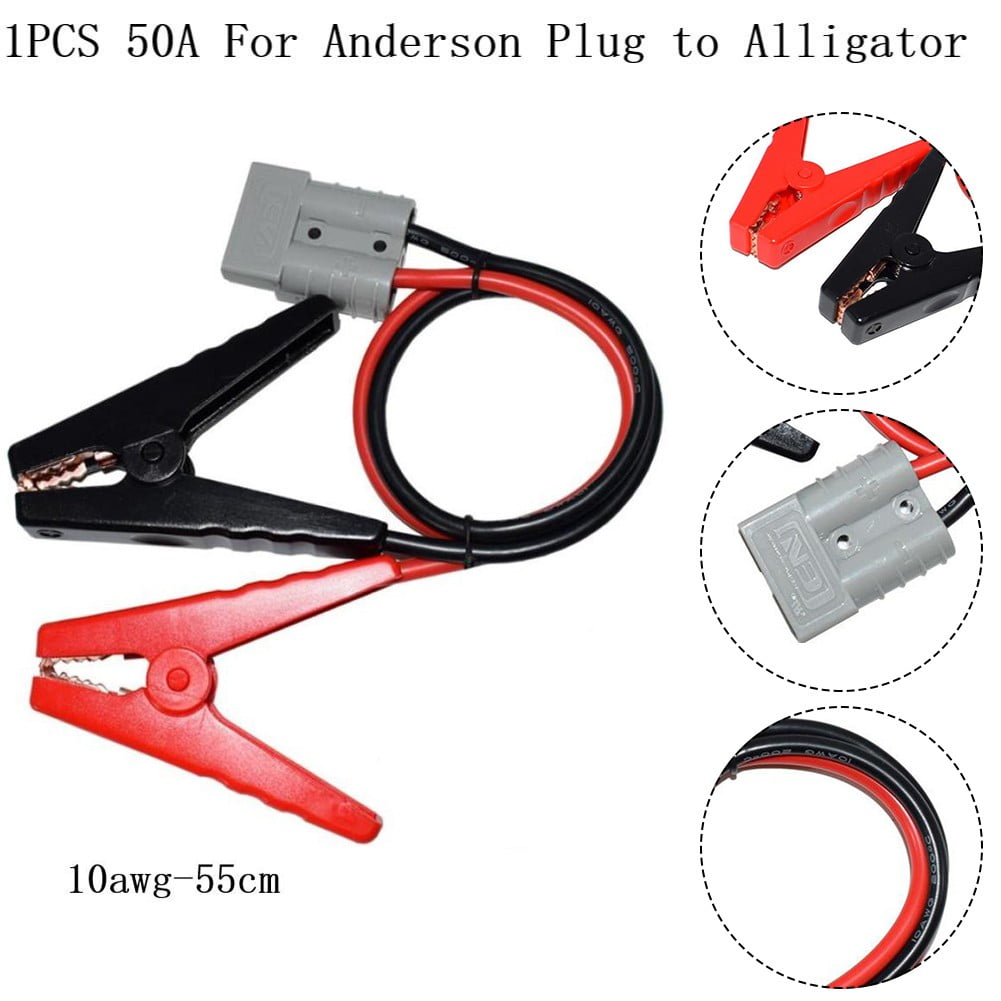 50A Plug Connector Car Cable with 10AWG for Two Battery Clip Connectors