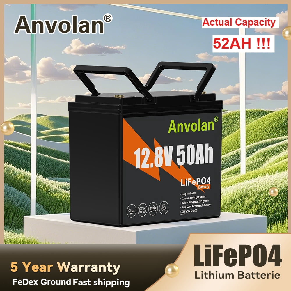 50AH LiFePO4 Lithium Battery 12Volt 50A BMS Low -Temp Deep cycles for Trolling Motor Solar Off-grid