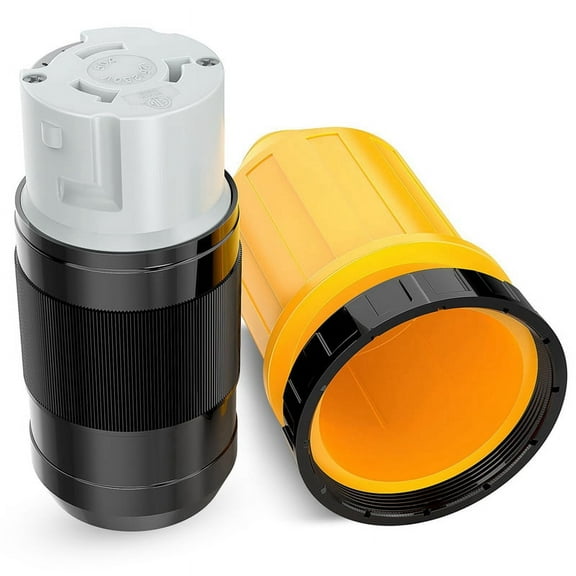 50AMP RV Power Cord Twist Lock Plug with Boot Locking Cover 125/250V Female Shore Replacement Inlet