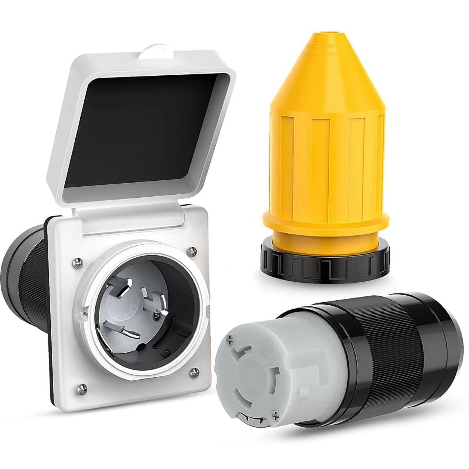 50AMP RV Power Inlet Outlet Shore Power Kit w/Boot Cord Protector ...