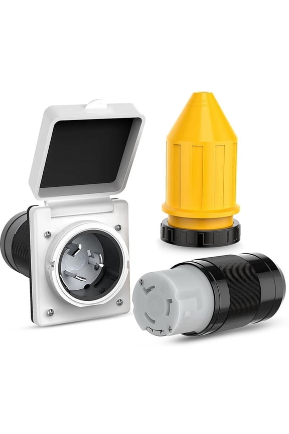 50AMP RV Power Inlet Outlet Shore Power Kit W/Boot Cord Protector 125/250V NEMA SS2-50P SS2-50R Twist Lock Male Female
