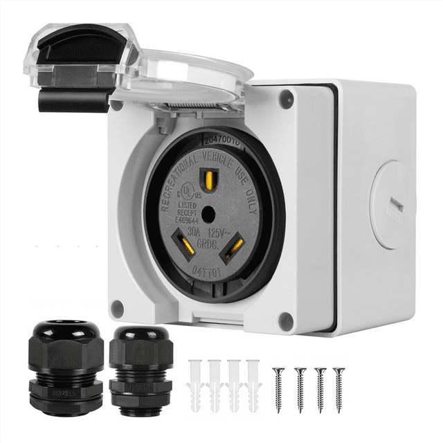 50Amp RV Power Outlet Box,125/250Volt NEMA 1450R Receptacle,Outdoor