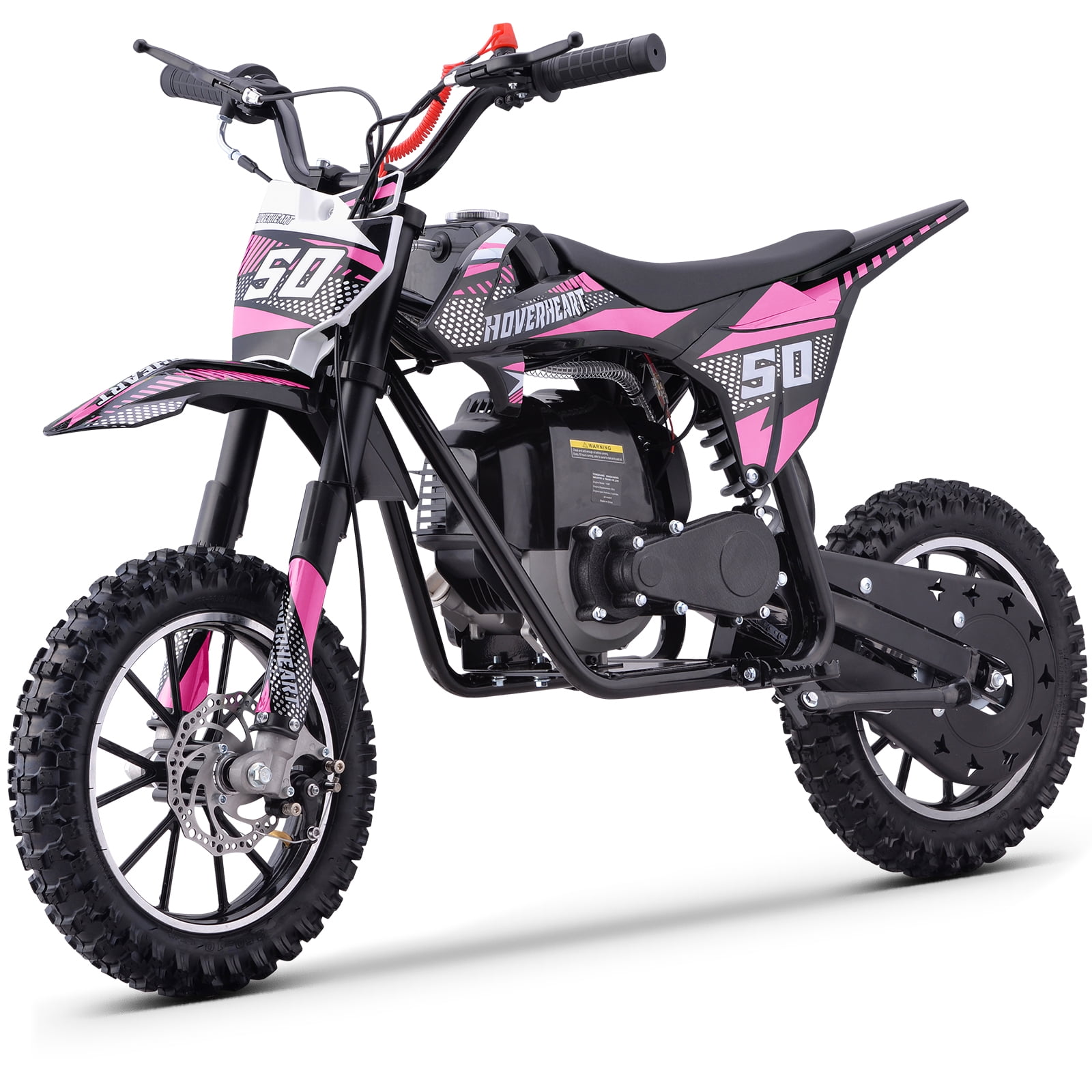 50CC 4-Stroke Dirt Bike for Adults & Teens & Kids,Professional Dirt Bike with Dual Disc Brakes,Double suspension and Anti-slip Off-Road Tires, Gas Dirt Bike Max Load 180 lbs,Pink