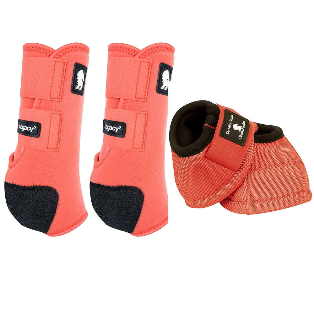 76CE Large Classic Equine Lightweight Legacy2 Front Dyno Bell Boots Pair Coral