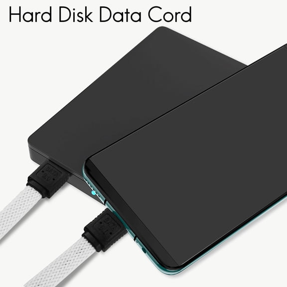 50CM 3.0 III SATA3 7pin Data Cable 6Gb/s SSD Cables HDD Hard Disk Data Cord with Nylon Sleeved Premium Version(White)