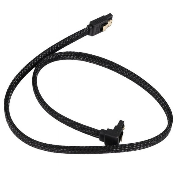 50CM SATA 3.0 III SATA3 7pin Data Cable Right Angle 6Gb/s SSD Cables HDD Hard Disk Data Cord with Nylon Sleeved(Black)