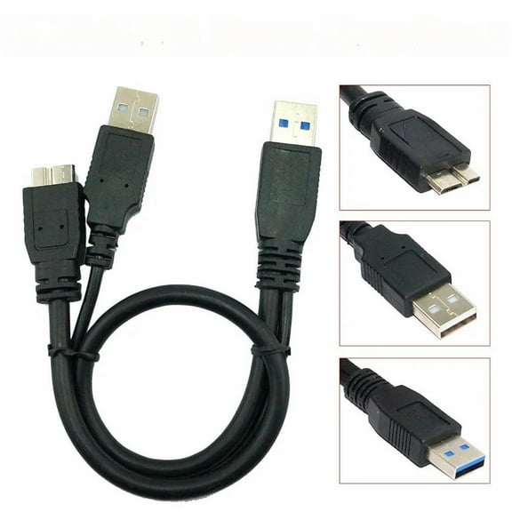 50CM USB 3.0 Dual Power Y Shape 2 X Type a to Micro B high speed upto 5 Gbps data transfer cable External s