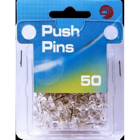 50CT CLEAR PUSH PINS CLAMSHELL