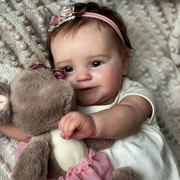 Reborn Baby Dolls Toys 50Cm Full Body Silicone Waterproof Reborn Doll Maddie Hand-Detailed Painting with Visible Veins Hooray 3D Skin Tone Gift