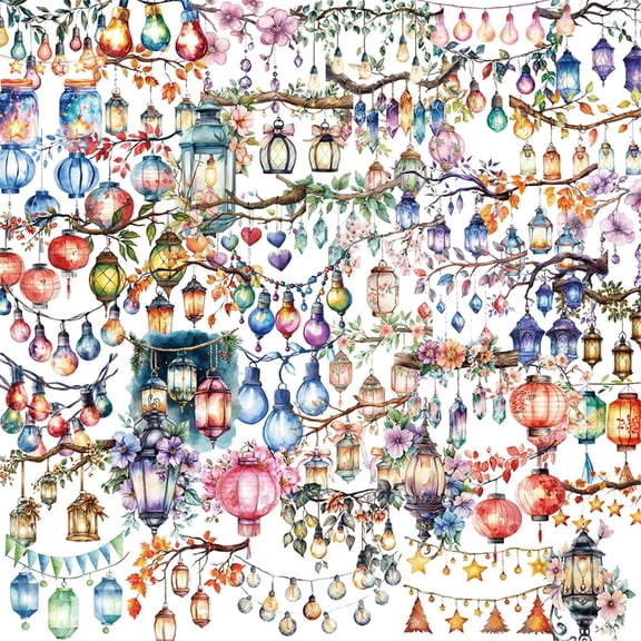 50Counts Aesthetic Sticker Water PET Sticker for Scrapbooking Laptop Journal Phone Case Skateboard Luggage