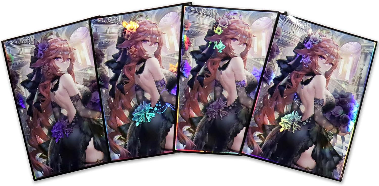 60 Holographic Flashing Card Sleeves 67x92mm - Top Loading Protectors For MTG, TCG, Anime Cards