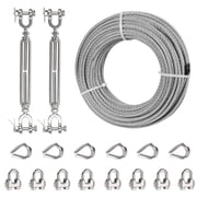 TooTaci 1/4 50FT Stainless Steel Wire, 7x19 Strands Metal Cable with Turnbuckle for Clotheslines, Zipline, Fencing, Outdoor Hanging