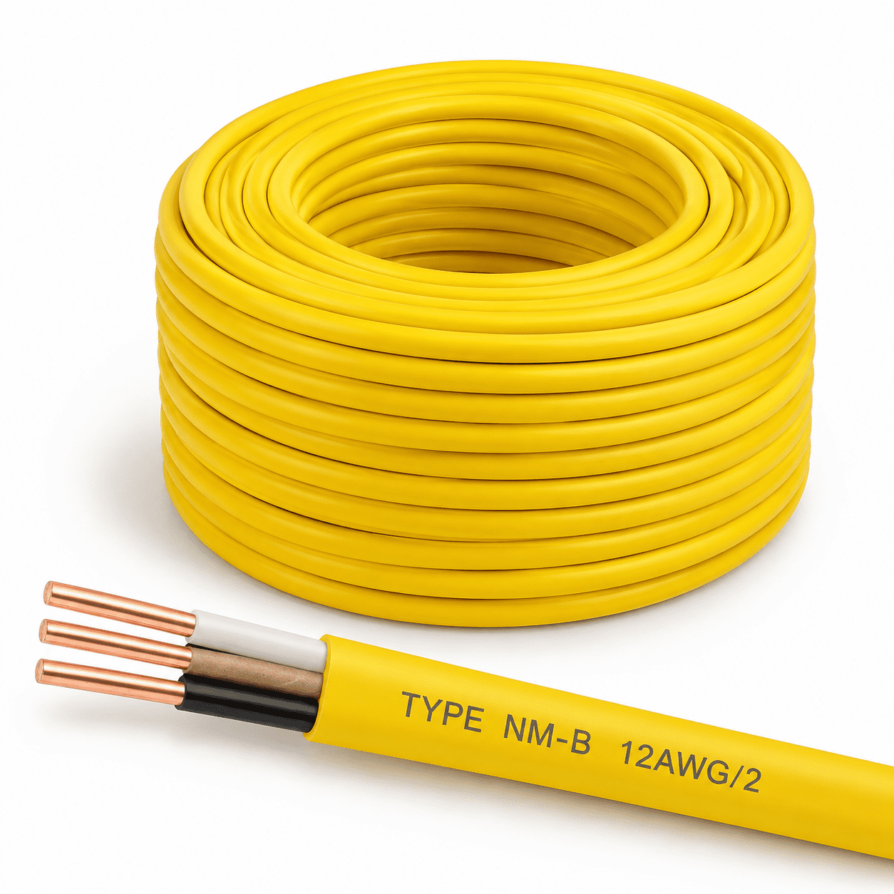 50FT 12AWG/2 Yellow Non-Metallic Sheathed Electrical Wire with Ground ...
