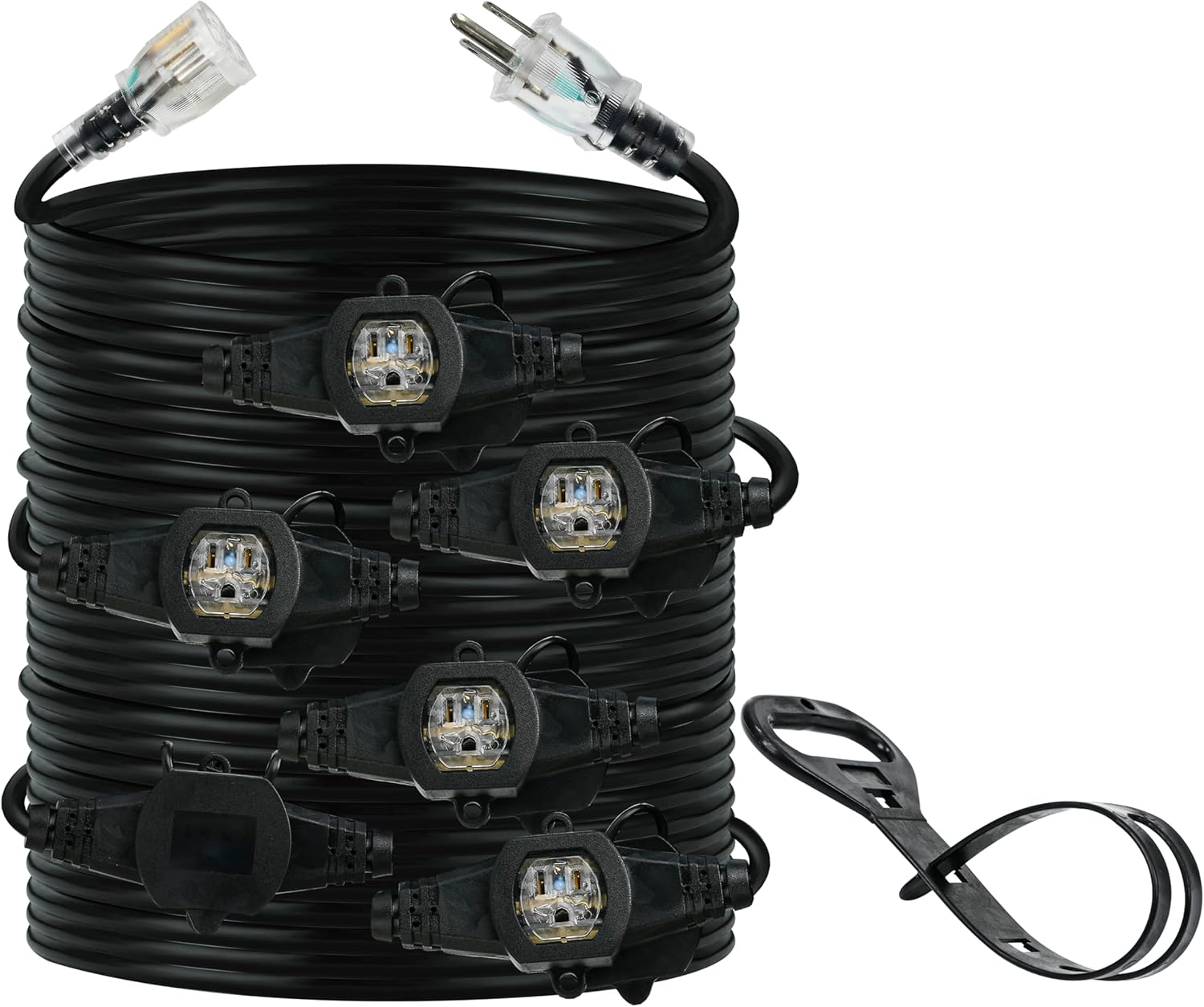 50FT 14 Gauge Heavy Duty MultiOutlet Extension Cord, 7 Evenly Spaced