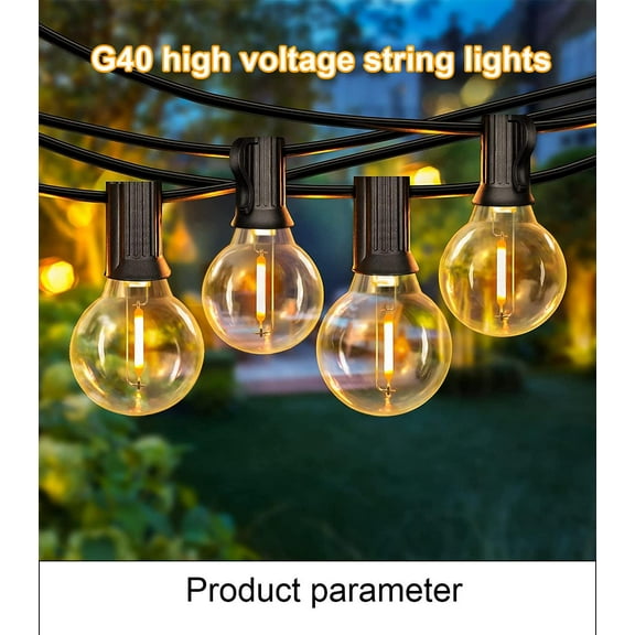 (50FT-25 lamps +1 spare lamps)G40 Waterproof Garden Solar High Voltage Light String Outdoor Decoration
