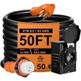 50FT 50 Amp Generator Cord with PreDrilled Power Inlet Box,Heavy Duty