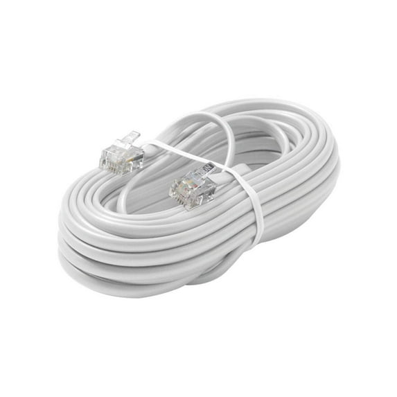 Steren 50ft Telephone Line Cord - 6 Conductor - RJ12 - White