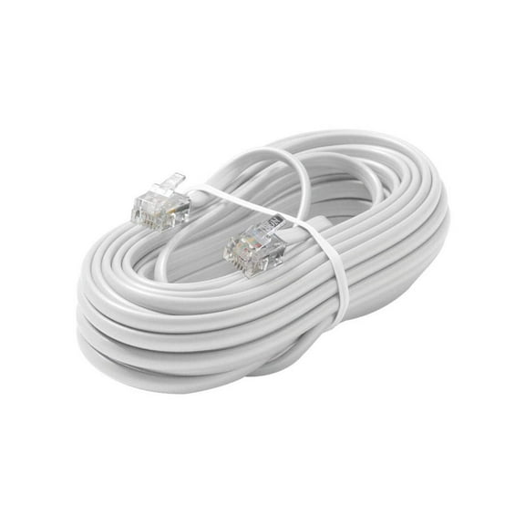 Steren 50ft Telephone Line Cord - 6 Conductor - RJ12 - White