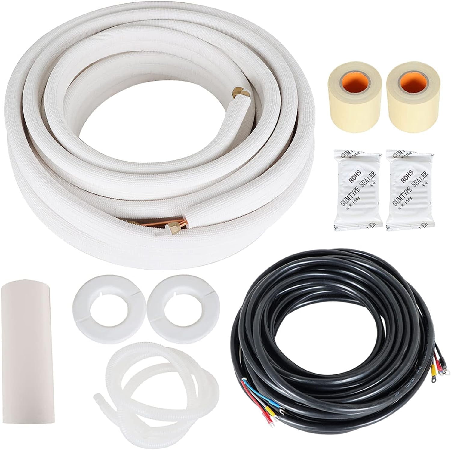 50FT Air Conditioning Copper Tubing Hose Extension 1/4" and 3/8" Twin