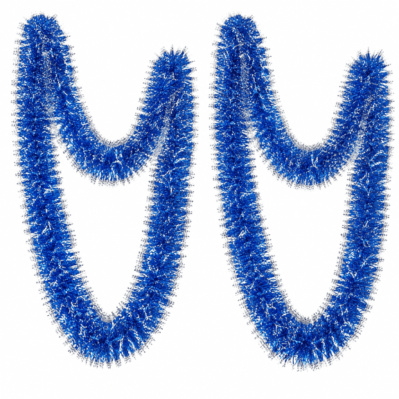 50FT Christmas Tinsel Garland Blue Metallic Foil Xmas Tree Decorations Wall Hanging Streamer Garland for Christmas Tree Halloween New Year Birthday Party Supply (3.54" x 50', Blue)