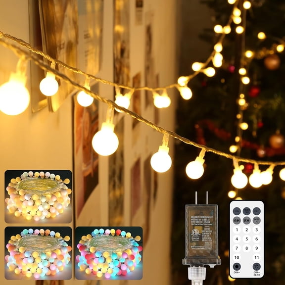 50FT Connectable Globe String Lights Outdoor Waterproof, 150 LED Fairy Lights with Remote Timer, Multicolor and Warm White Plug in Pastel String Lights for Indoor,Bedroom, Party, Classroom Dcor