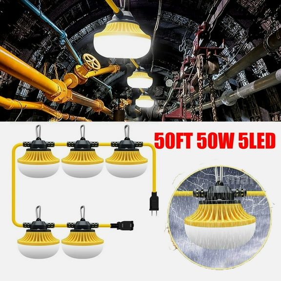 50FT Construction String Work Lights Industrial Commercial Grade Waterproof LED